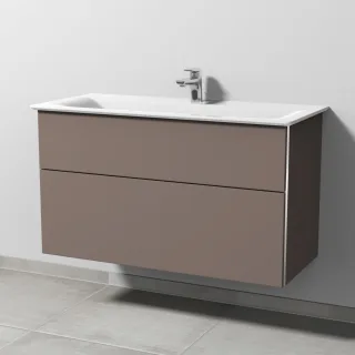 Sanipa 3way Waschtischunterbau zu Ideal Standard Connect Air Waschtisch mit 2 Auszügen, Taupe-Matt BP6431T