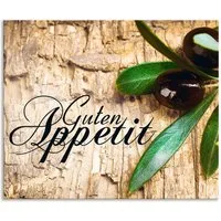 Artland Küchenrückwand Oliven Guten Appetit, (1-tlg), Alu Spritzschutz mit Klebeband, einfache Montage