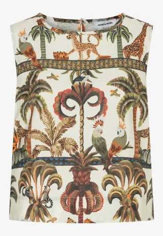 MORE & MORE - Blusen-Top mit Jungle-Print weiß - Gr. - 36