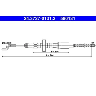 ATE Handbremsseil hinten L?nge 844 VW Transporter T4 Bus Kasten Pritsche + Syncro