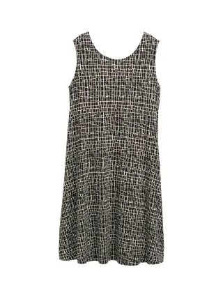 Tom Tailor - Jersey Kleid mit Rückendetail abstract black grid design - Gr. - 42