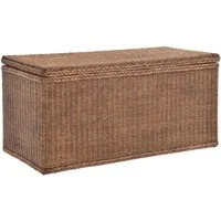 Krines Home Truhe Große Rattantruhe MAX Wäschetruhe mit Deckel Natur Rattan Truhe, Aufbewahrung XXL 115x55x55cm