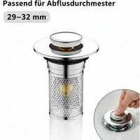 JASLIFE Waschbeckenstöpsel Pop-up-Ablaufstopfen für Waschbecken Ablaufloch Ø 29-32mm, (1 St), Für Ablauflöcher mit Ø 29–32 mm