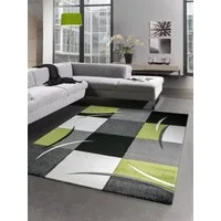 Carpetia Teppich Designer Teppich Wohnzimmerteppich karo grün grau creme schwarz, rechteckig, Höhe: 13 mm