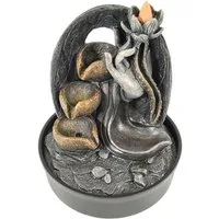 Lemodo Zimmerbrunnen 2 in 1 Tischbrunnen “Lotus”, Zimmerbrunnen und Räucherbrunnen vereint, inkl. LED-Beleuchtung, sanfter Nebel durch Räucherkegeln