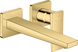 Hansgrohe 2-Loch Waschtischarmatur Unterputz Metropol F-Set Polished Gold-Optik langer Auslauf, 3252 32526990
