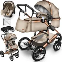 KIDUKU Kombi-Kinderwagen KIDUKU® 3 in 1 Kombi-Kinderwagen Buggy Reisebuggy inkl. Auto- Babyscha, Kindertisch