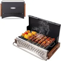 HOMAVO Holzkohlegrill Camping, tragbar & klappbar, Grillfläche: 38,15 × 20,95 cm, Optionales Grillwerkzeugset, für Camping, Picknick und Garten