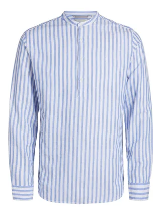 JACK&JONES - JPRCCMAZE LINEN HALF PLACKET SHIRT L/S - Gr. - S