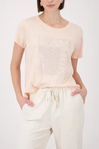 monari - T-Shirt mit Strasssteinen summer peach - Gr. - 38