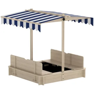 Outsunny Sandkasten, Natur, Holz, 106x115x106 cm, Outdoor Spielzeug, Sandkästen