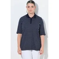 Ulla Popken Poloshirt Poloshirt Ringel Polokragen Halbarm Pima Cotton