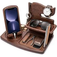 AIMAX Organizer Drehung Handy-Halterung, Holz Telefon Dockingstation, Büro organizer (Ladestation Schreibtischaufsatz, Bürobedarf, Büro Gadgets Tischaufsatz, 1 St., Uhren Geldbörsen Nachttisch/Schreibtisch Organizer Holz, Stiftehalter), Geschenke für