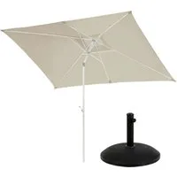 SVITA Sonnenschirm, LxB: 300x200 cm, Set mit Schirmständer, Kurbelmechanik, bis 30° neigbar, Beige