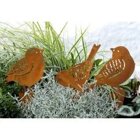 LB H&F Lilienburg Dekofigur 3er SET Gartenstecker Gartenfigur Gartendeko Rost (zum Stecken Blumenkübel Blumenstab Rostfigur Frühling Ostern Herbst Winter 3er VÖGEL, Beetstecker Metallstecker Edelrost Roststecker Vogelstecker), Vogel Dekostecker Dekof