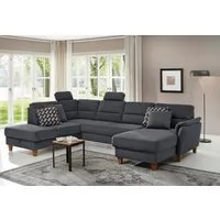 Home affaire Wohnlandschaft Palmera U-Form, B: 308 cm, optional Bettfunktion & Bettkasten, Federkern