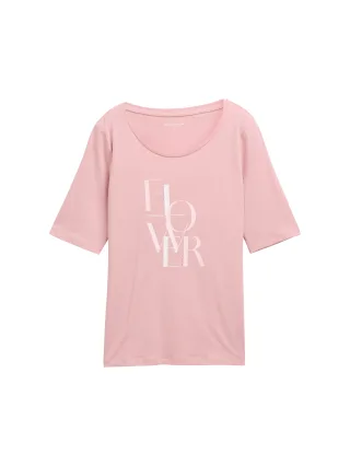 Tom Tailor - T-Shirt mit Print morning pink - Gr. - L
