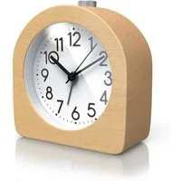 BEARWARE Wecker analoger Reisewecker ohne Ticken mit beleuchtetem Ziffernblatt Batteriebetrieb, Schlummerfunktion Snoozetaste & Weckton, Retro Design