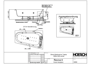 Hoesch Monolith Einbau Whirlwanne iSensi Trapez 1800x1200 rechts mit System Reviva II 3958E.010305001
