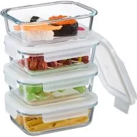 relaxdays Frischhaltedose Glasbehälter mit Deckel im Set, Glas, (4-tlg., 4 x 640ml), 4 x 640 ml