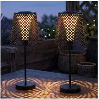 GLOBO LIGHTING LED Außen-Stehlampe, LED-Leuchtmittel fest verbaut, Warmweiß, LED Solar Tischleuchte Garten Solartischlampe für Außen Balkon Solar