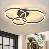 ZMH LED Deckenleuchte Dimmbar Schwarz/Gold Ringe Deckenlampe Modern 46/74W Wohnzimmer, LED fest integriert