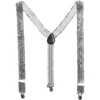 Party Factory Kostüm Pailletten-Hosenträger silber, mit glitzernden Pailletten versetzt