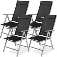 TLGREEN Gartenstuhl Hochlehner, 2/4er Set Balkonstuhl,Klappstuhl,Campingstühle (4 St), klappbar, 7-Fach verstellbare, wetterfest, aus Aluminium, Bis 120kg