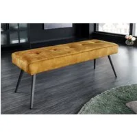 riess-ambiente Sitzbank BOUTIQUE 100cm senfgelb/schwarz – Samt-Bezug, Metallbeine (Einzelartikel, 1-St), hochwertiger Bezug mit Ziernähten - ideal für Flur oder Wohnbereich