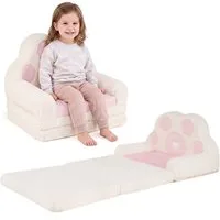 COSTWAY Kindersofa 2 in 1 Kindersessel, Ausklappbar in Bärentatzen Form, Spielsofa, Kindercouch