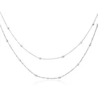 JEWLIX Edelstahlkette Zweireihige Damenkette in Silber geziert mit Kugeln N5148