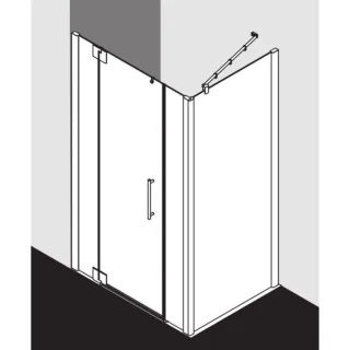Kermi Pasa XP Pendeltür 1-flügelig mit Festfeldern PX1GL110201AK 110x200cm, silber mattglanz, ESG klar, links, auf Duschwanne