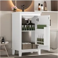 Flieks Waschtisch mit Türregalen und verstellbare Einlegeböden (B51/T34/83 cm, 1-St., bodenstehend, Badezimmerschrank Volllackierung), Waschbeckenunterschrank mit Waschbecken Badmöbel in Breite 51 cm