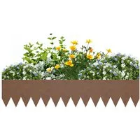 FIVMEN Beetumrandung Verzinkte Rasenkante 5m/10m Stahl-Landschaftseinfassung, 5 Stück, 5 m/10Stück, 10 m, 160mm/200mm Hoch, Rost