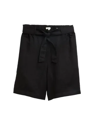 Tom Tailor - Loose Straight Bermuda Shorts mit Leinenanteil deep black - Gr. - 40