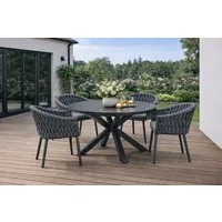 Destiny Garten-Essgruppe MOLINO ARONA 4 Se + Ausziehtisch Ø120/170cm, anthrazit, (Set, 4 Sessel inkl. Sitzkissen, 1 Tisch mit Synchronauszug), Aluminium, Rope