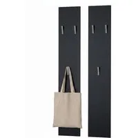 Vladon Garderobenpaneel Wandpaneel 140 (Garderobenpaneel, bestehend aus 2 Paneelen), Schwarz matt (je 24 x 140 x 2 cm)