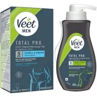 Veet MEN Enthaarungscreme Intim-Haarentfernungs-Set, Komplettpaket, 3 St., Creme 100ml & Balsam 50ml + Creme Sensitive Power 400ml, dermatologisch getestet