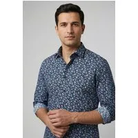 OLYMP Langarmhemd Luxor Businesshemd, New-Kentkragen, floraler Print, modern fit
