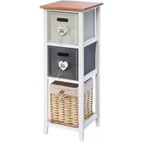 Kobolo Regal Holzregal weiß - 3 Schubfächer - natur grün braun, Einzelstück 1-tlg.