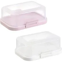 Engelland Butterdose Stapelbare Butter-/Käsedose, Kunststoff, (Vorteils-Set, 2-tlg., mit sicherem Klickverschluss), stapelbar, platzsparend, Ordnung im Kühlschrank, BPA-Frei, Mehrzweck