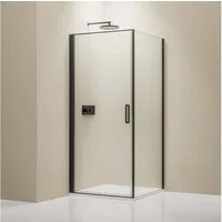 Bernstein Eckdusche NT416 100x100 cm Schwarz, BxT: 100x100 cm, Drehtür 100cm Seitenwand 100cm Schwarz 8mm Nano