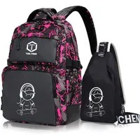 TAN.TOMI Schulrucksack Rucksack Jungen Schulrucksack Mädchen Teenager Jugendliche Daypacks, Kinder Reflektierender Schultasche Outdoor Camping Groß Schulranzen