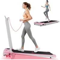 HOMEFITNESSCODE Laufband 3-in-1 Klappbares Laufbänder mit 5 % Steigung (Fernbedienung – LED-Display – 120 kg Tragkraft), elektrisches Laufband mit Armlehnen – 1–6 km/h – 2,5-PS-Motor