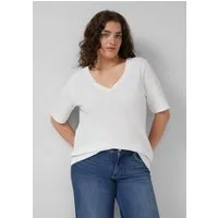 s.Oliver Kurzarmshirt T-Shirt Flammgarn-T-Shirt mit Ausschnitt-Detail