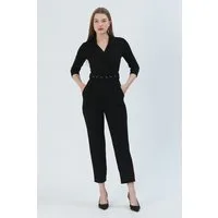 WOMAN VISION Overall Wickelkragen-Jumpsuit mit langen Ärmeln