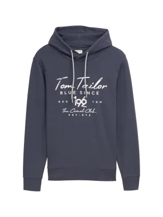Tom Tailor - Hoodie mit Logo-Print blueish grey - Gr. - L