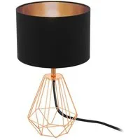 EGLO Tischleuchte CARLTON 2, Ein-/Ausschalter, ohne Leuchtmittel, Nachttischlampe, Vintage, Metall, Stoff, Drahtgeflecht, 30,5x16,5cm