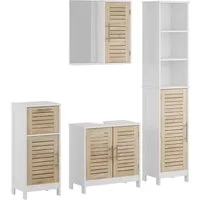 Vicco Badmöbel-Set Looma, Weiß/Eiche/Weiß, 4 Teile, (4-St., 4er Set)