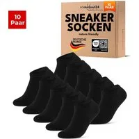 sockenkauf24 Sneakersocken Premium Sneaker Socken Herren & Damen mit Komfortbund ohne Gummidruck (Schwarz, 10-Paar, 35-38) atmungsaktive gekämmte Baumwolle, ohne Naht, Exclusive Line